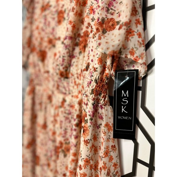 NWT MSK Woman Ladies Fit & Flare Flowy Spring Holiday Pastel Floral Dress SZ 2X - Picture 7 of 7